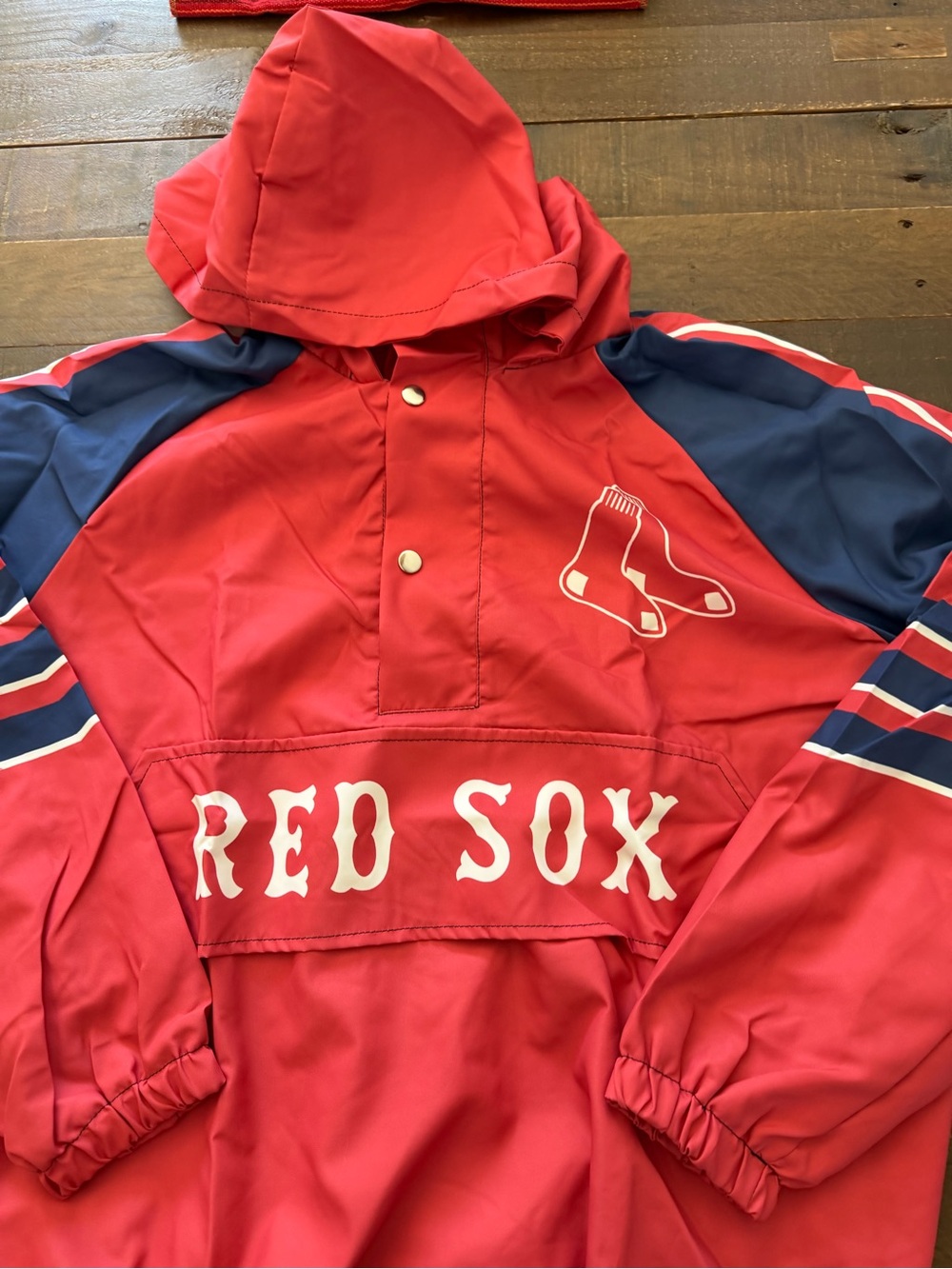 Red and Blue Boston Red Sox Pullover Hoodie Anorak Top - Picture 2 of 3